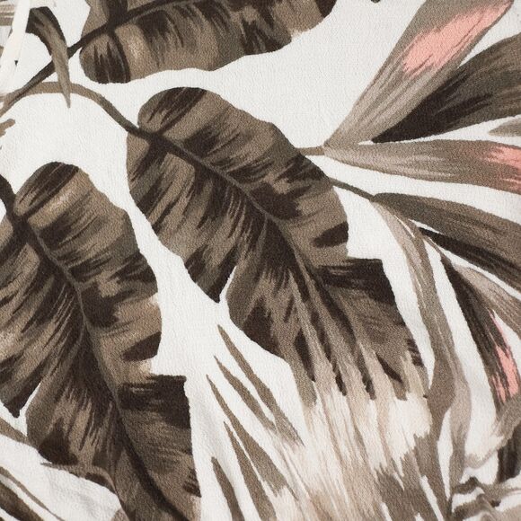 Old Navy Waist Defined Cross Front Crepe Dress Size XL White Palm Print Tropical - Picture 10 of 15